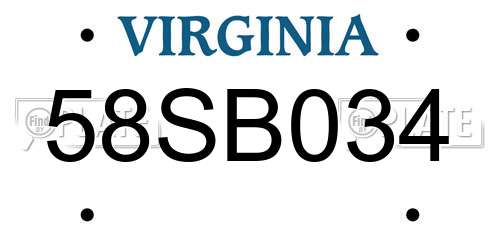 58SB034 Virginia License Plate