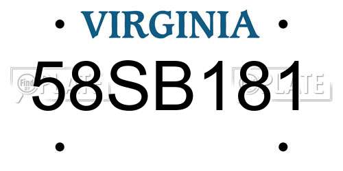 58SB181 Virginia License Plate