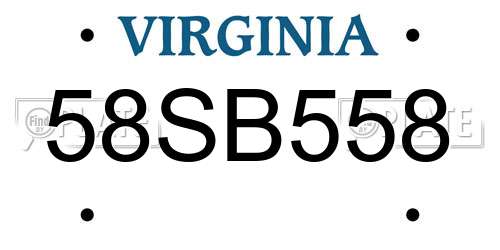58SB558 Virginia License Plate