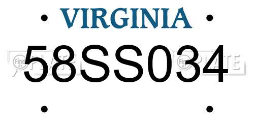 58SS034 Virginia License Plate