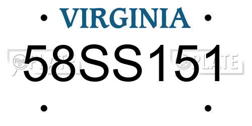 58SS151 Virginia License Plate