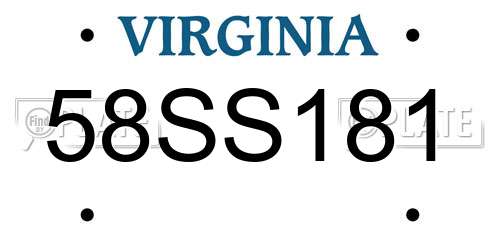 58SS181 Virginia License Plate