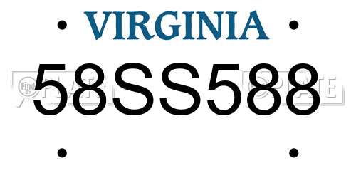 58SS588 Virginia License Plate