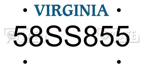 58SS855 Virginia License Plate