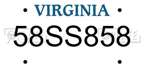 58SS858 Virginia License Plate