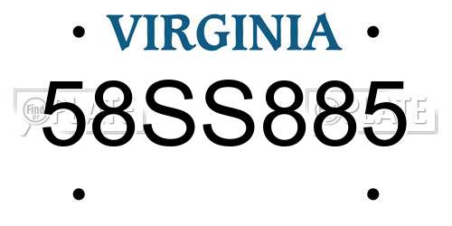 58SS885 Virginia License Plate