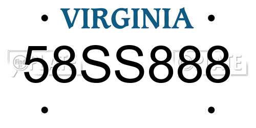 58SS888 Virginia License Plate