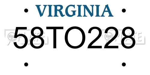 58TO228 Virginia License Plate