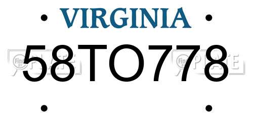 58TO778 Virginia License Plate