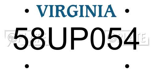 58UP054 Virginia License Plate