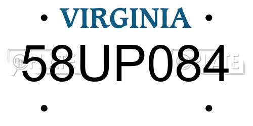 58UP084 Virginia License Plate