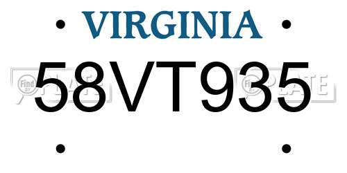 58VT935 Virginia License Plate