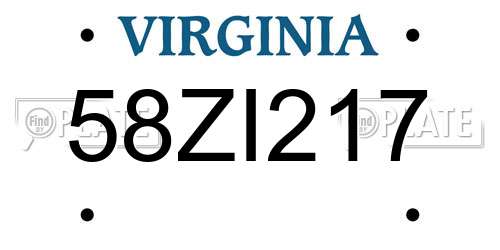 58ZI217 Virginia License Plate