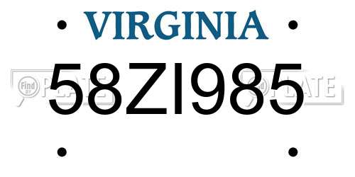 58ZI985 Virginia License Plate