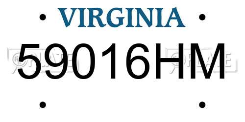 59016HM Virginia License Plate
