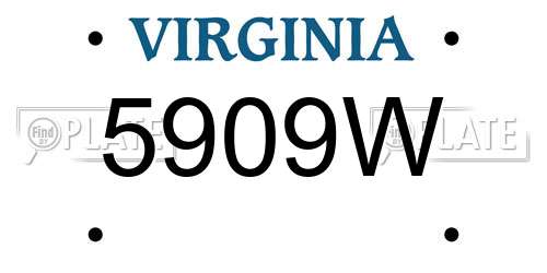 5909W Virginia License Plate