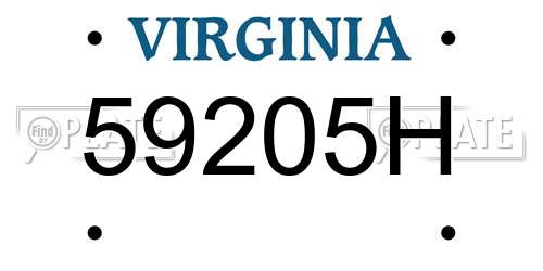 59205H Virginia License Plate
