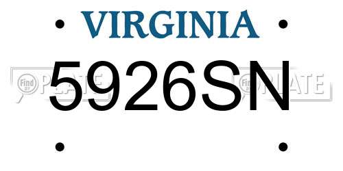 5926SN Virginia License Plate