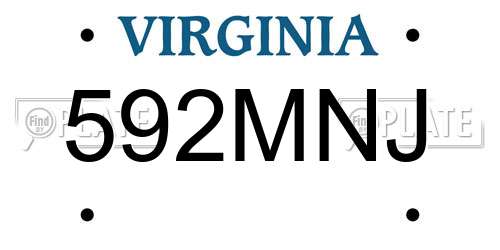 592MNJ Virginia License Plate