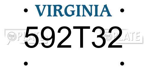 592T32 Virginia License Plate