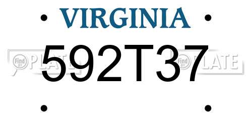 592T37 Virginia License Plate