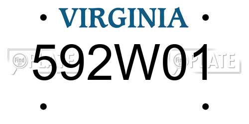 592W01 Virginia License Plate