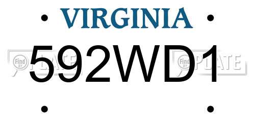 592WD1 Virginia License Plate
