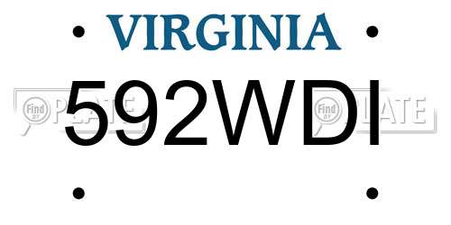592WDI Virginia License Plate