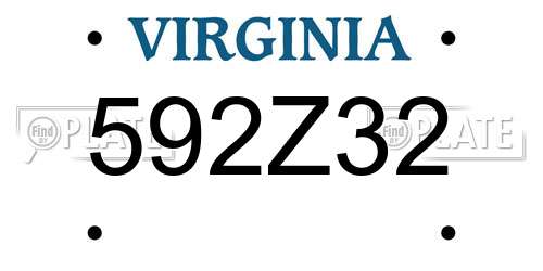 592Z32 Virginia License Plate