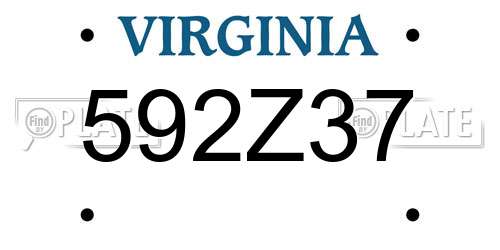 592Z37 Virginia License Plate