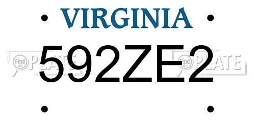 592ZE2 Virginia License Plate