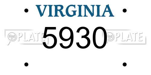 5930 Virginia License Plate