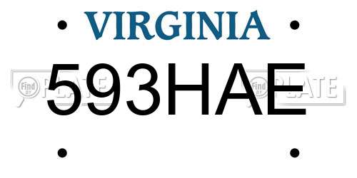 593HAE Virginia License Plate