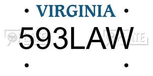 593LAW Virginia License Plate