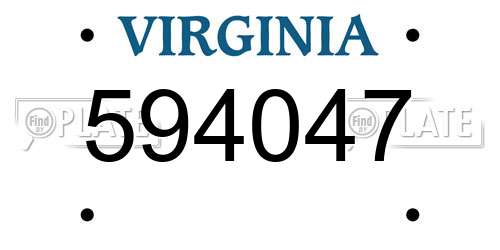 594047 Virginia License Plate