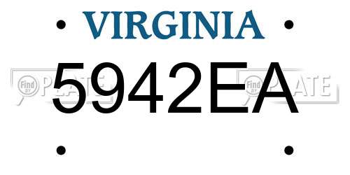 5942EA Virginia License Plate