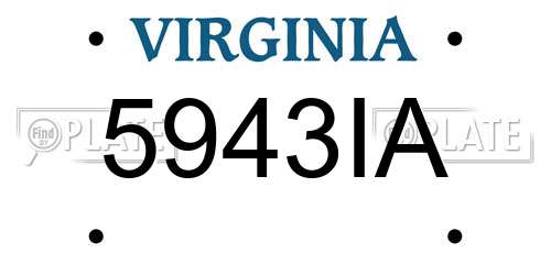 5943IA Virginia License Plate