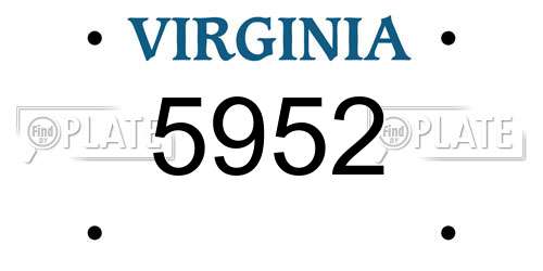 5952 Virginia License Plate