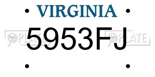 5953FJ Virginia License Plate