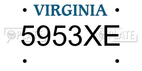 5953XE Virginia License Plate