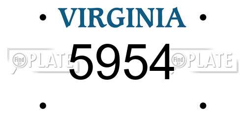 5954 Virginia License Plate