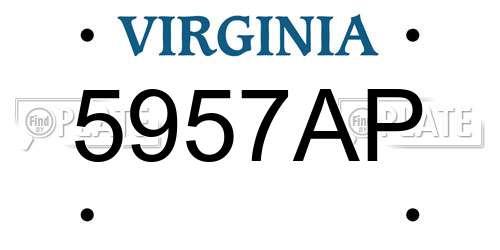 5957AP Virginia License Plate