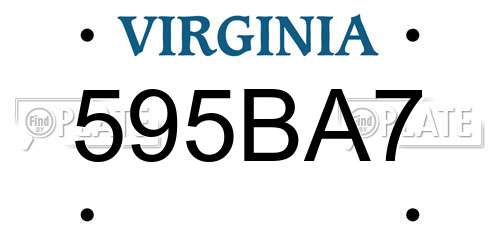 595BA7 Virginia License Plate