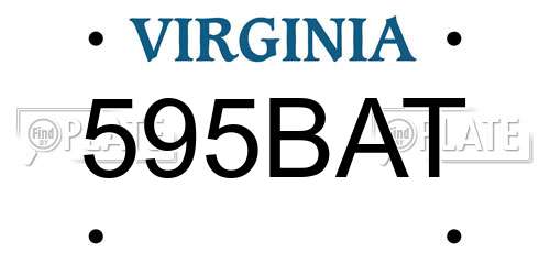 595BAT Virginia License Plate