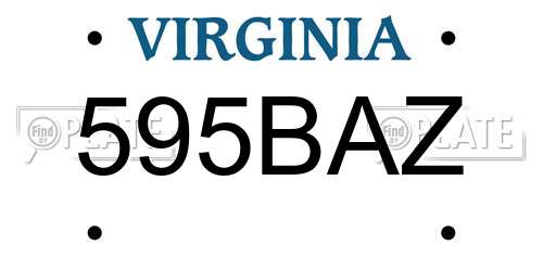 595BAZ Virginia License Plate