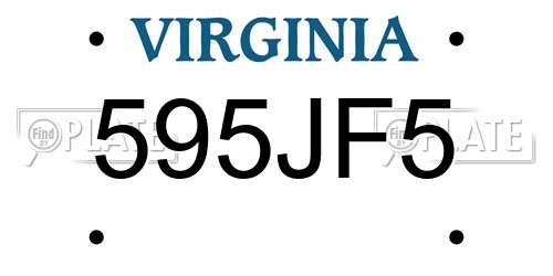 595JF5 Virginia License Plate