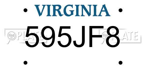 595JF8 Virginia License Plate