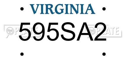 595SA2 Virginia License Plate