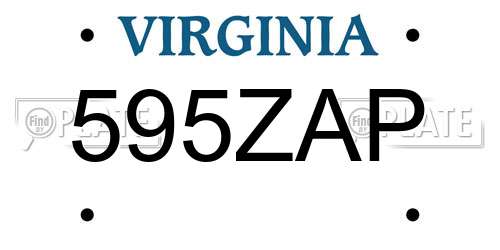 595ZAP Virginia License Plate