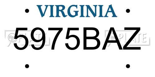 5975BAZ Virginia License Plate